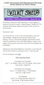 MA Newsletter Screenshot 7 article mention and upcoming concerts